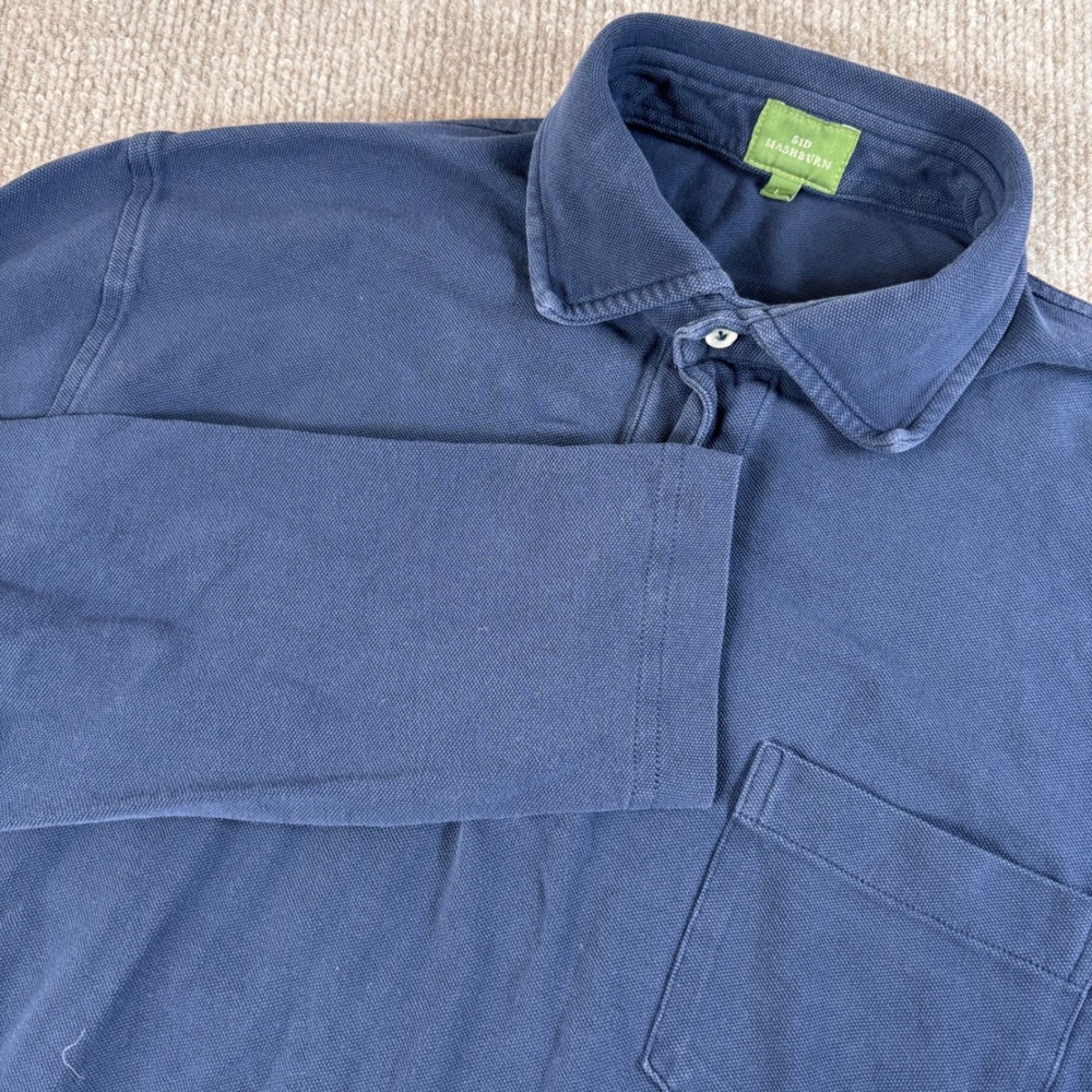 Sid Mashburn Blue Long Sleeve Cotton Polo Shirt Men's Size Large